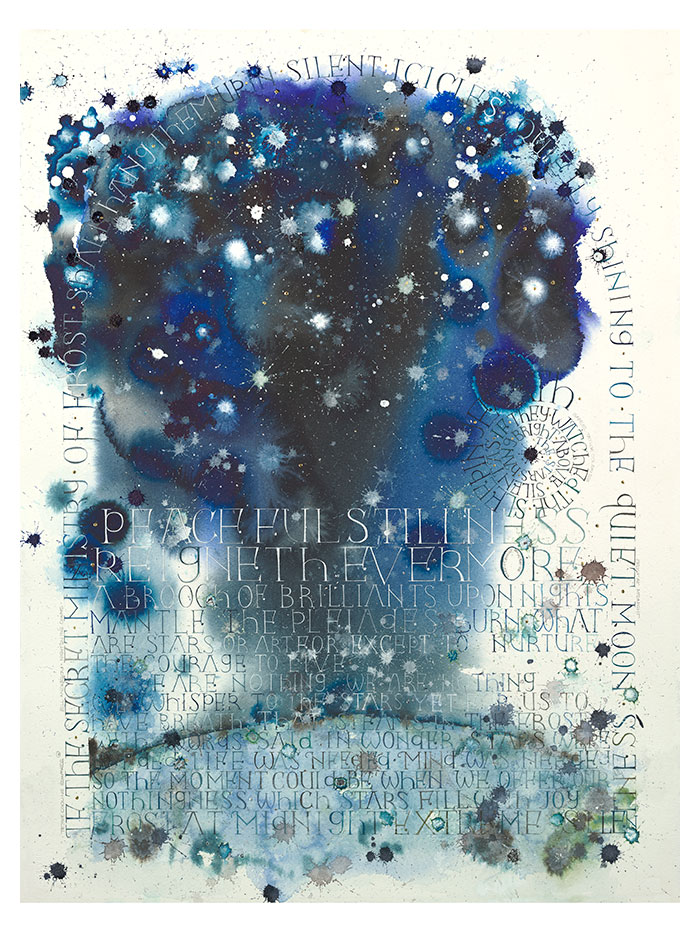Peaceful Stillness On A Starry Night:   Calligraphy art print